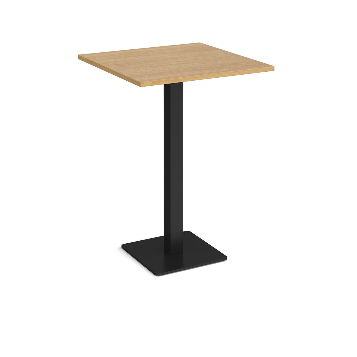 Brescia square poseur table with flat square black base 800mm - oak - view 1