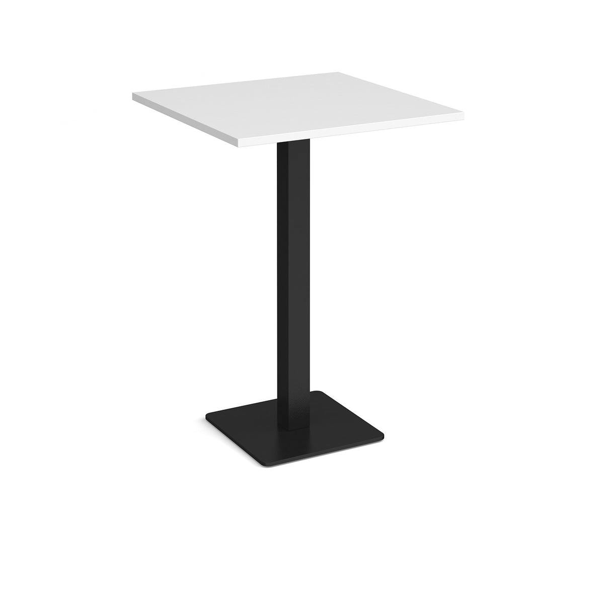 Brescia square poseur table with flat square black base 800mm - white - view 1