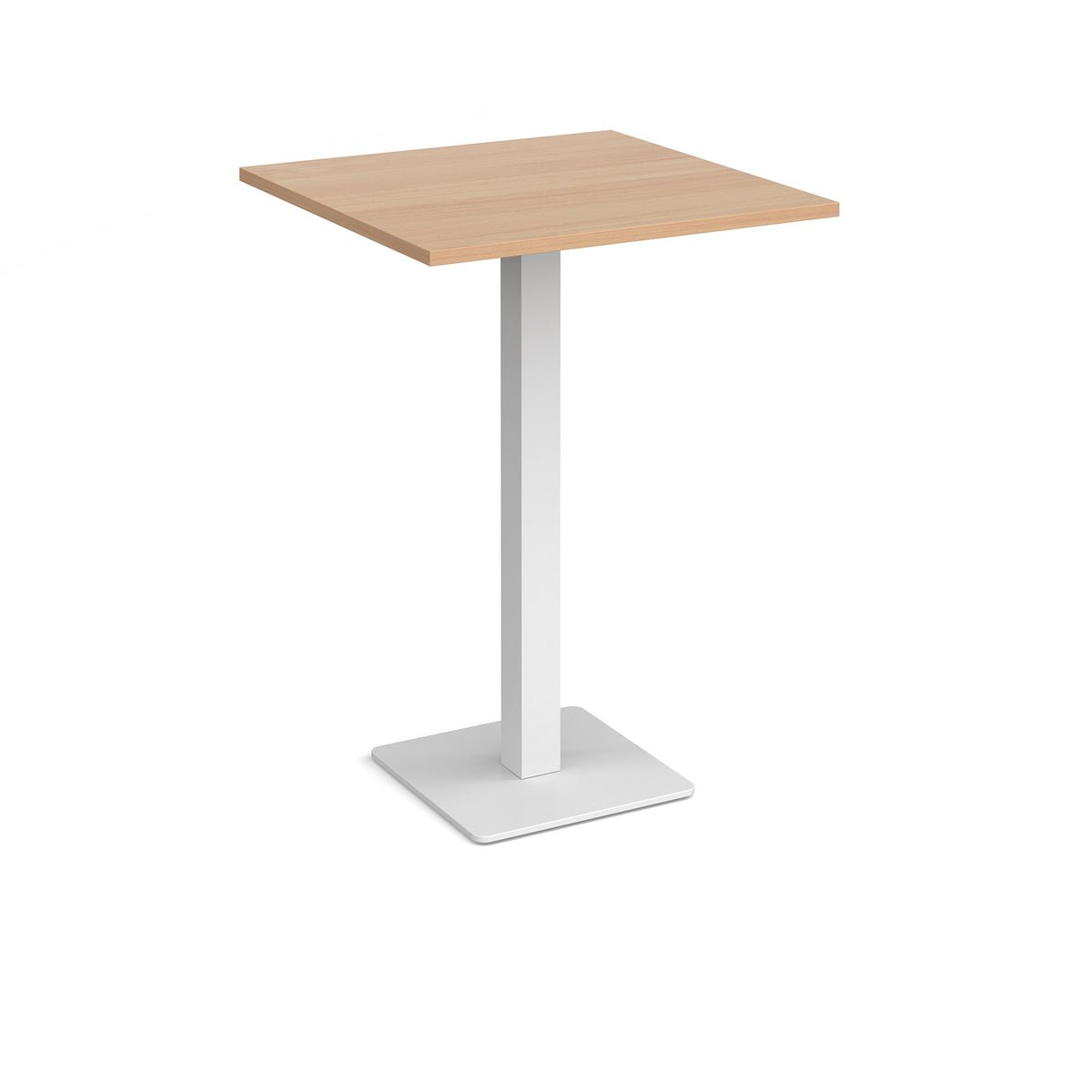 Brescia square poseur table with flat square white base 800mm - Beech - view 1