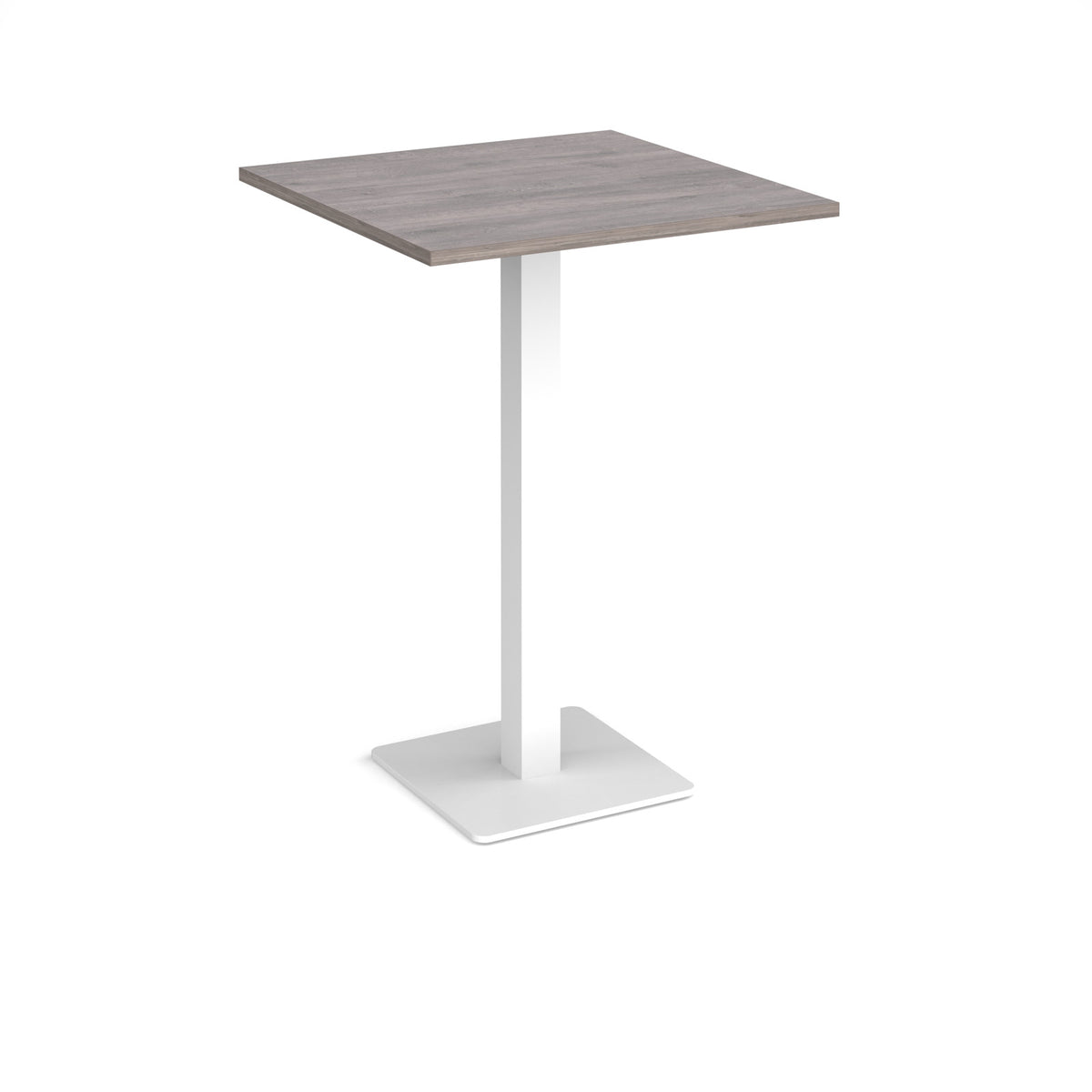 Brescia square poseur table with flat square white base 800mm - Grey Oak - view 1