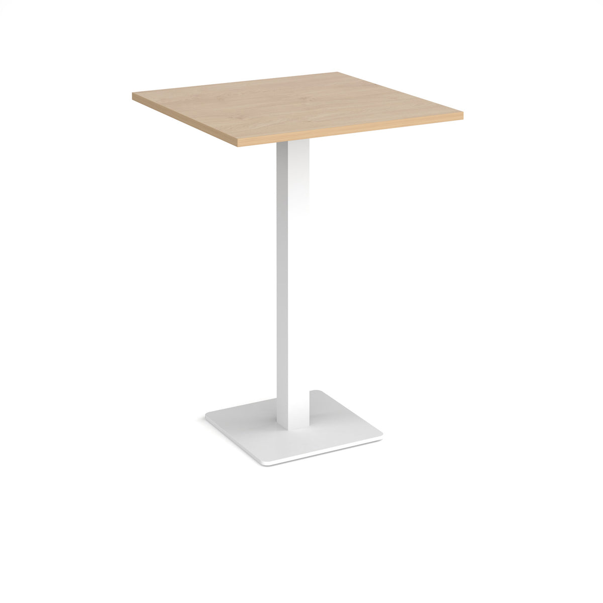 Brescia square poseur table with flat square white base 800mm - Kendal oak - view 1