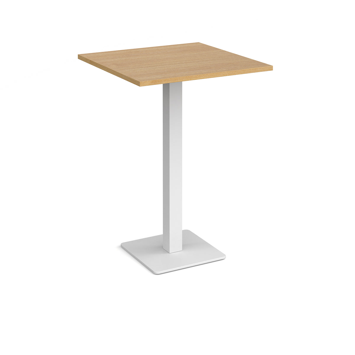 Brescia square poseur table with flat square white base 800mm - oak - view 1