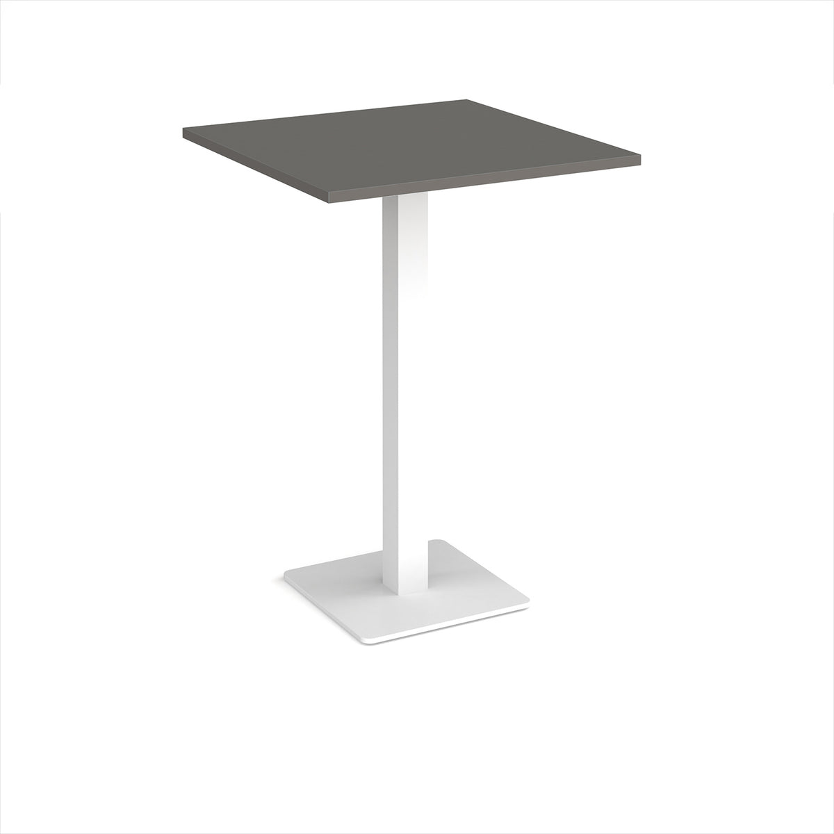 Brescia square poseur table with flat square white base 800mm - Onyx Grey+E911 - view 1