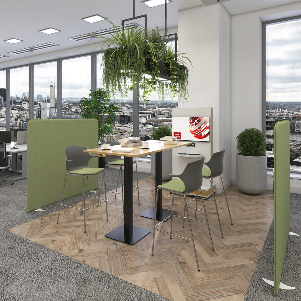 Brescia rectangular poseur table with flat square brushed steel bases 1200mm x 800mm - Beech - view 2