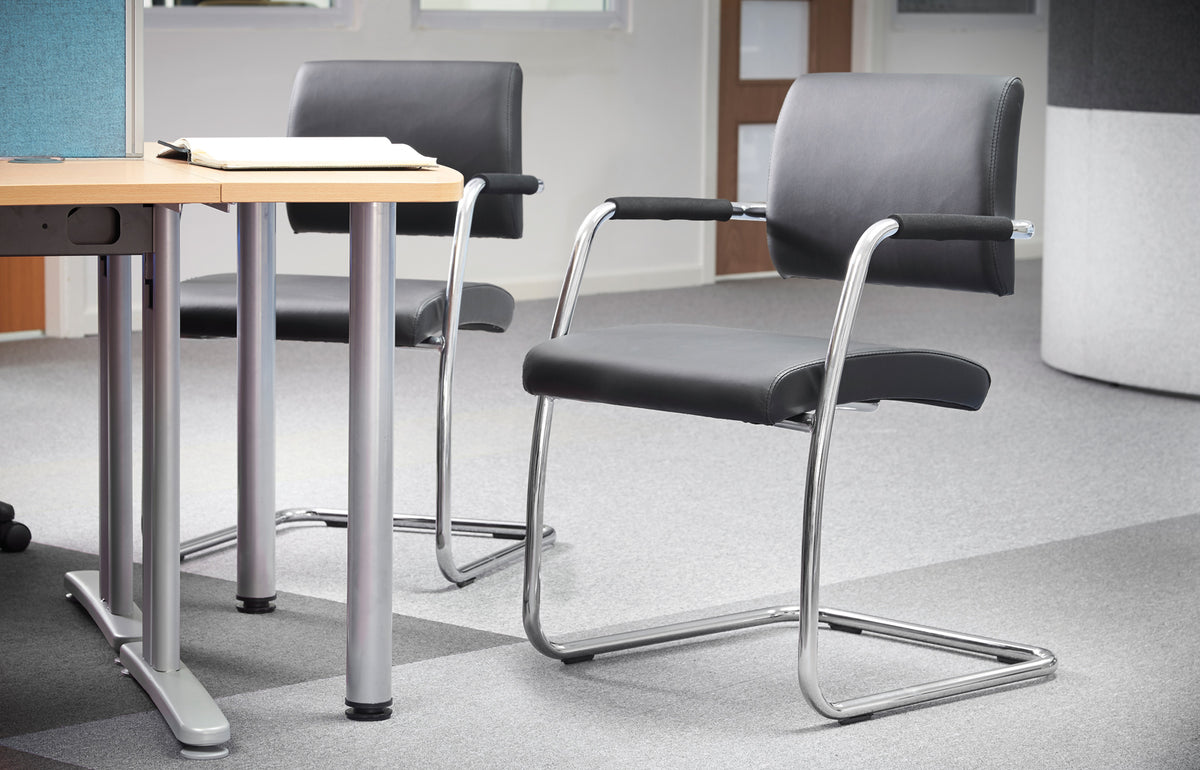 Bruges meeting room cantilever chair (pack of 2) - black bonded leather - view 4