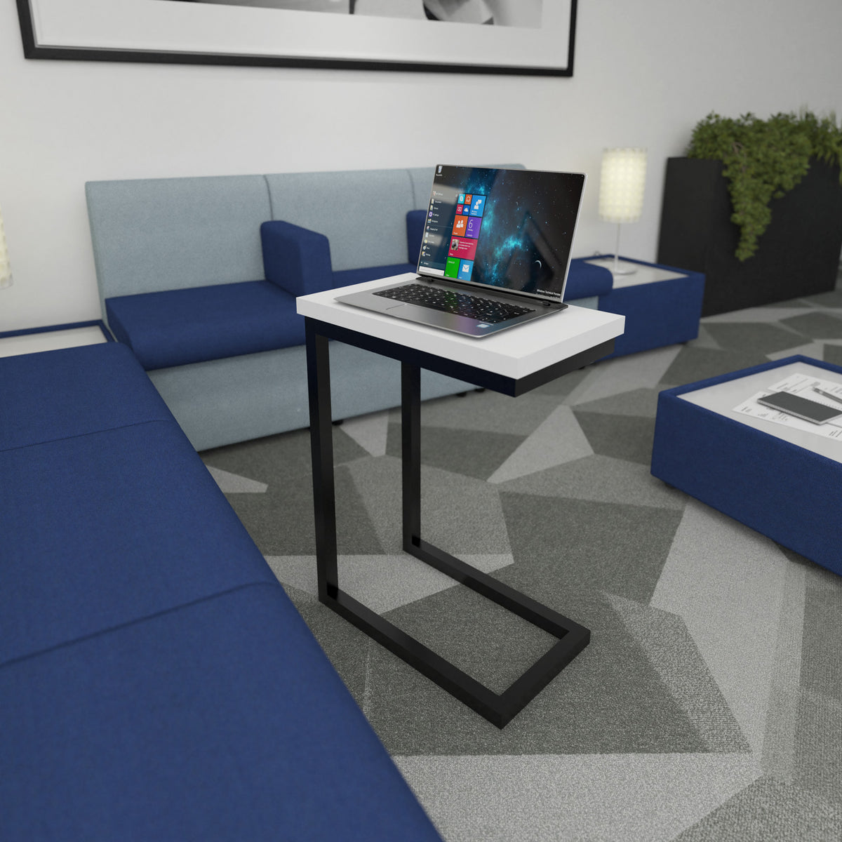 Buddy laptop table with black frame and oblong top - Kendal oak - view 2