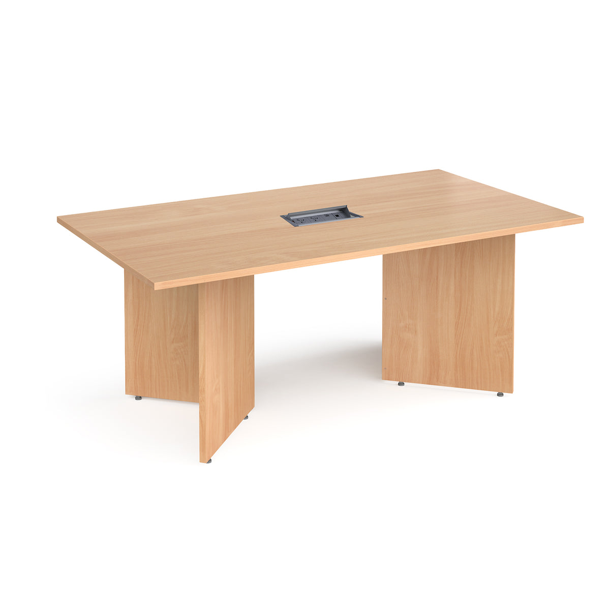 Arrow head leg rectangular boardroom table 1800mm x 1000mm in Beech with central cutout and Aero power module - view 1