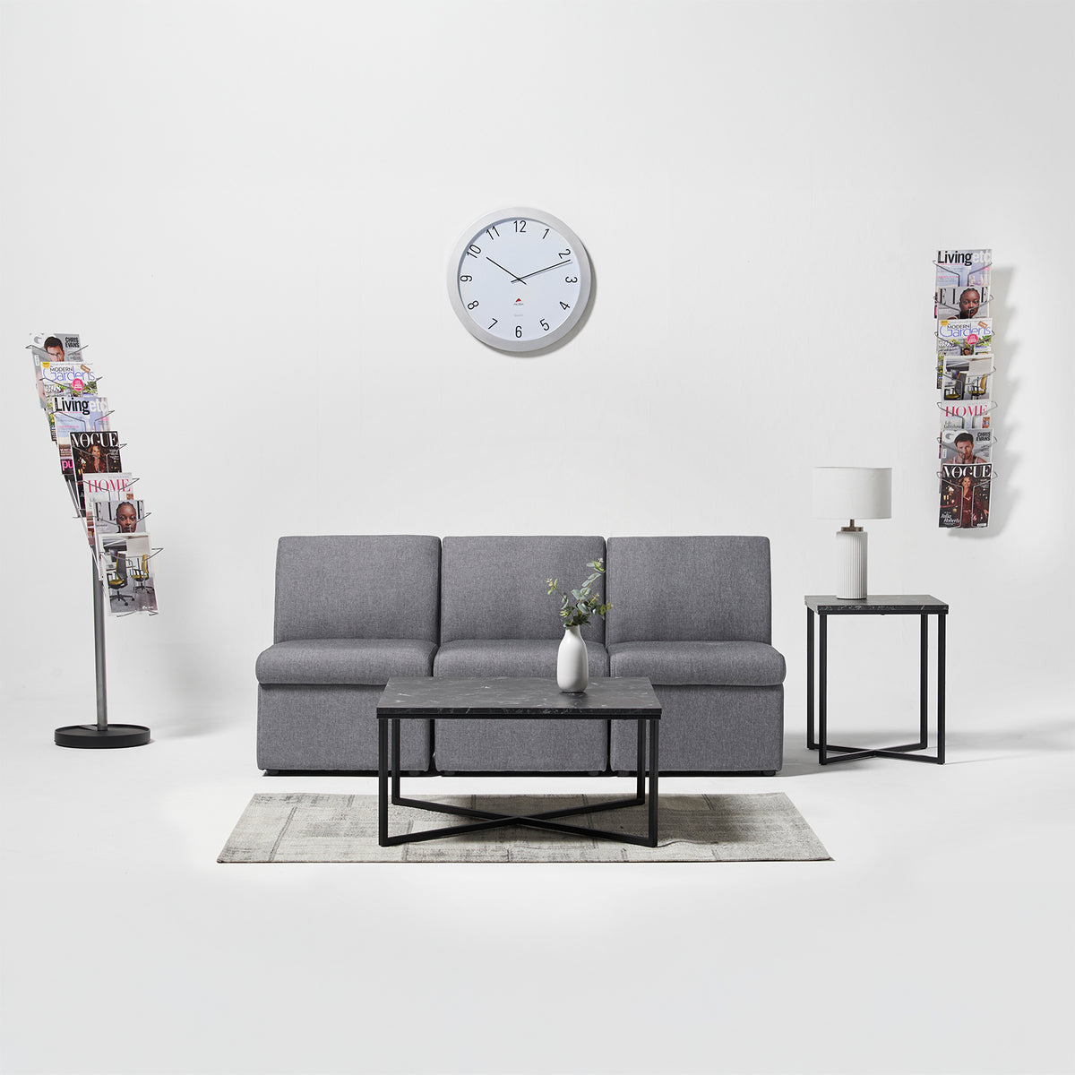 Cass floor standing steel & wire display unit 7x A4 compartments - Silver - view 4