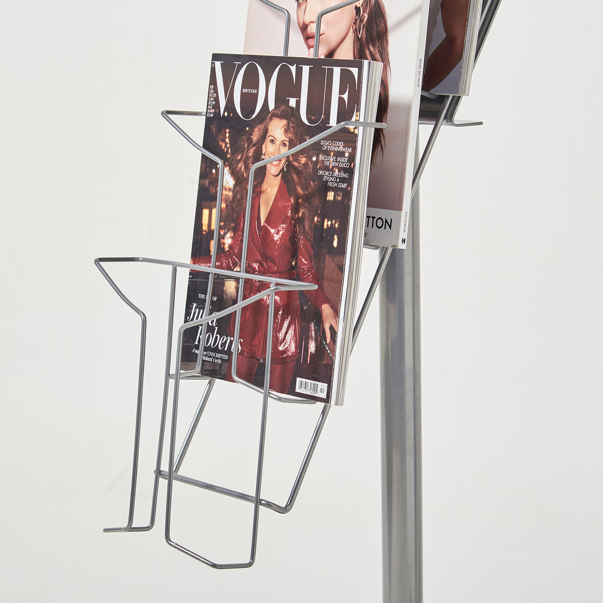 Cass floor standing steel & wire display unit 7x A4 compartments - Silver - view 3