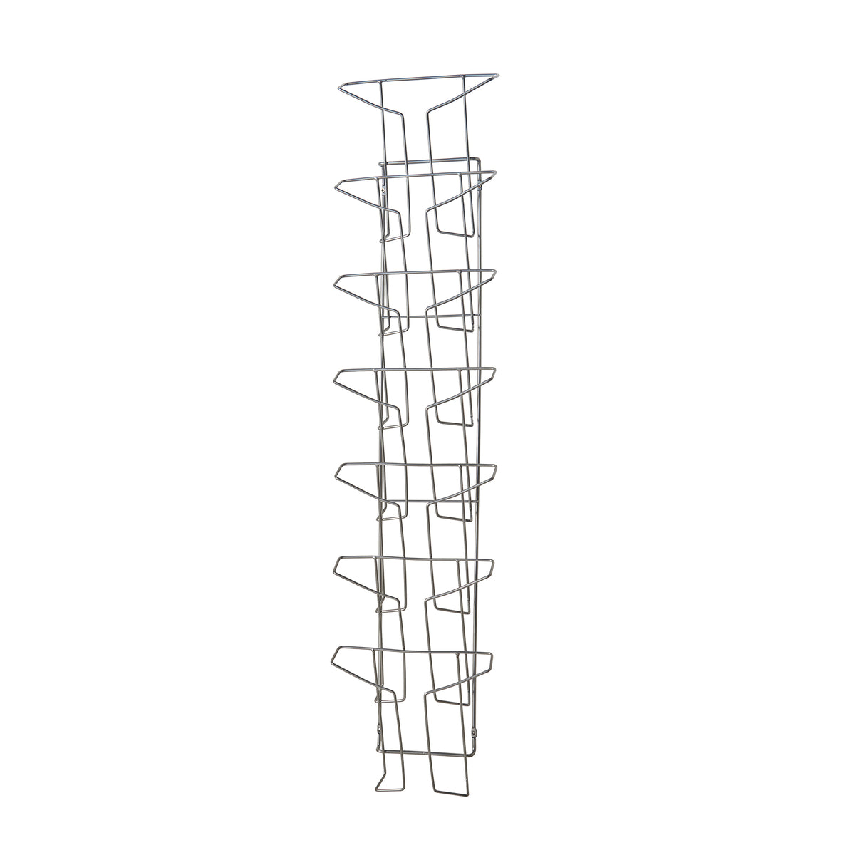 Cass wall mounted steel & wire display unit 7x A4 compartments - Silver - view 1