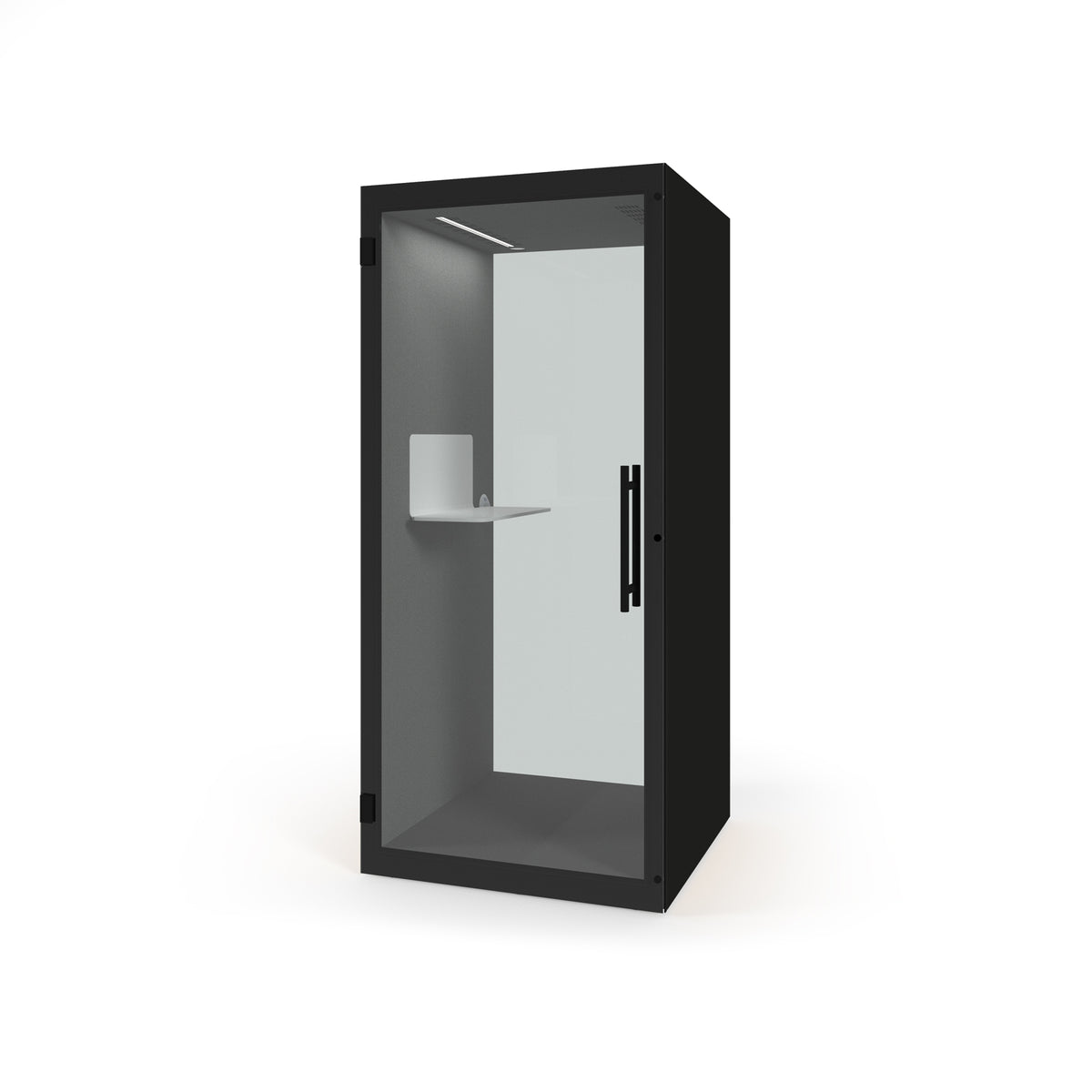 Chatbox single person acoustic hub 1m x 1m with shelf - black - view 1