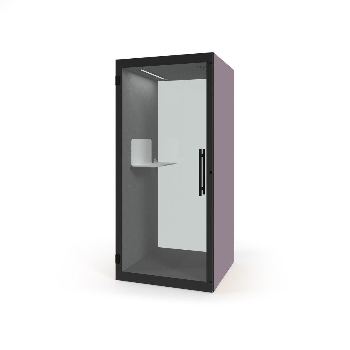 Chatbox single person acoustic hub 1m x 1m with shelf - myosotis - view 1