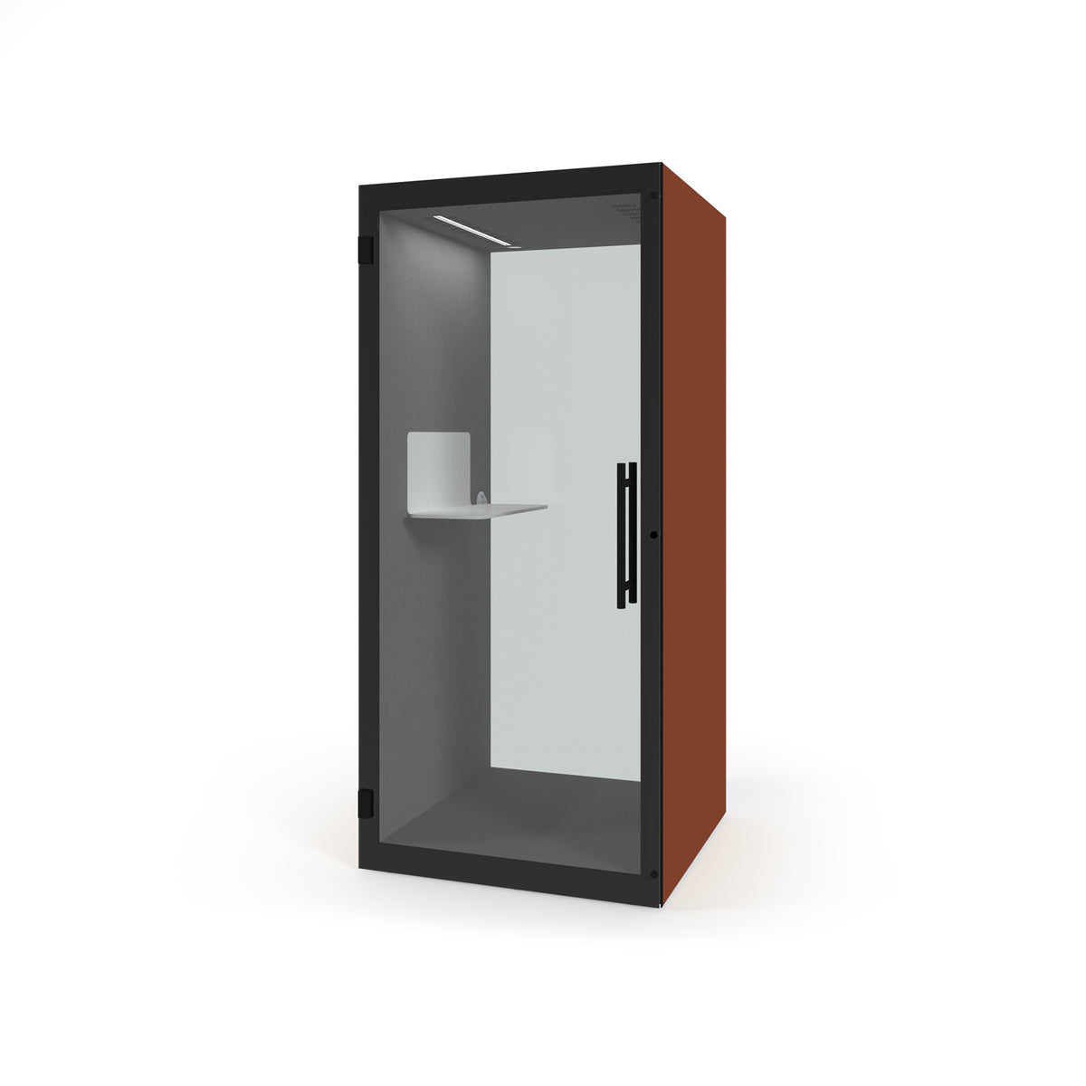 Chatbox single person acoustic hub 1m x 1m with shelf - paprika - view 1