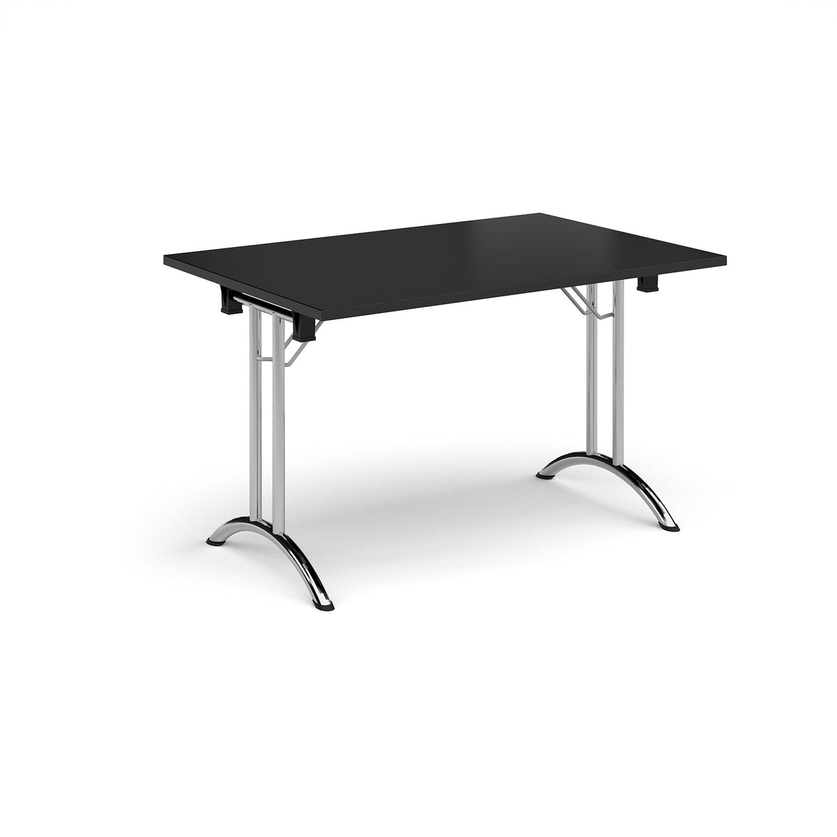 Rectangular folding leg table with chrome legs and curved foot rails 1200mm x 800mm - Black - view 1