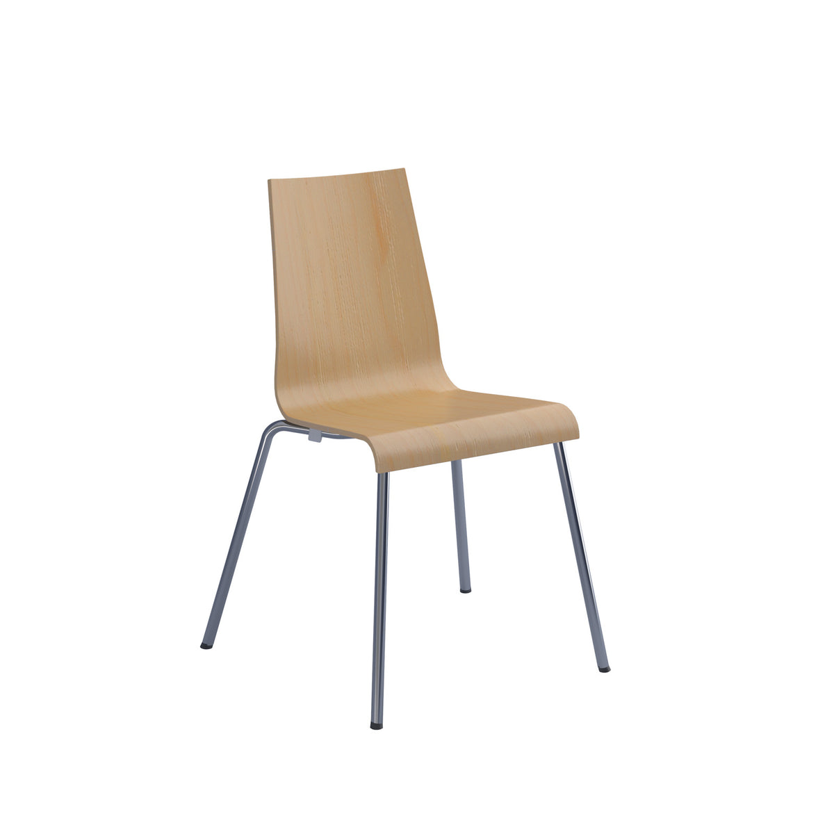 Fundamental dining chair in Beech with chrome frame - view 1
