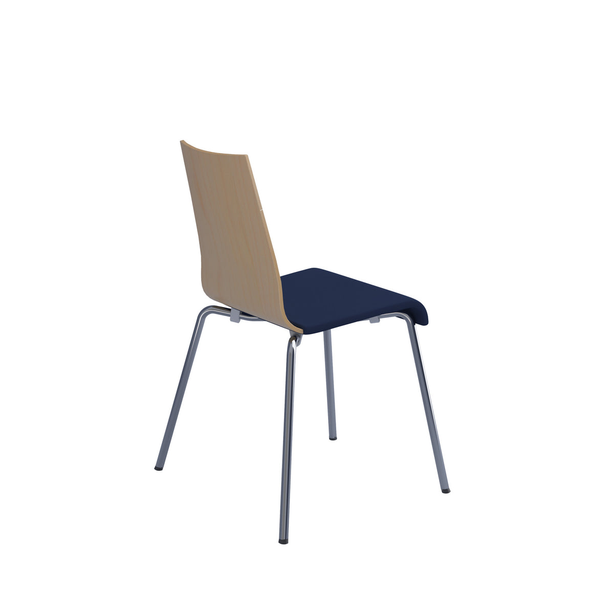 Fundamental dining chair with Beech back, fabric seat and chrome frame - made to order fabric - view 2