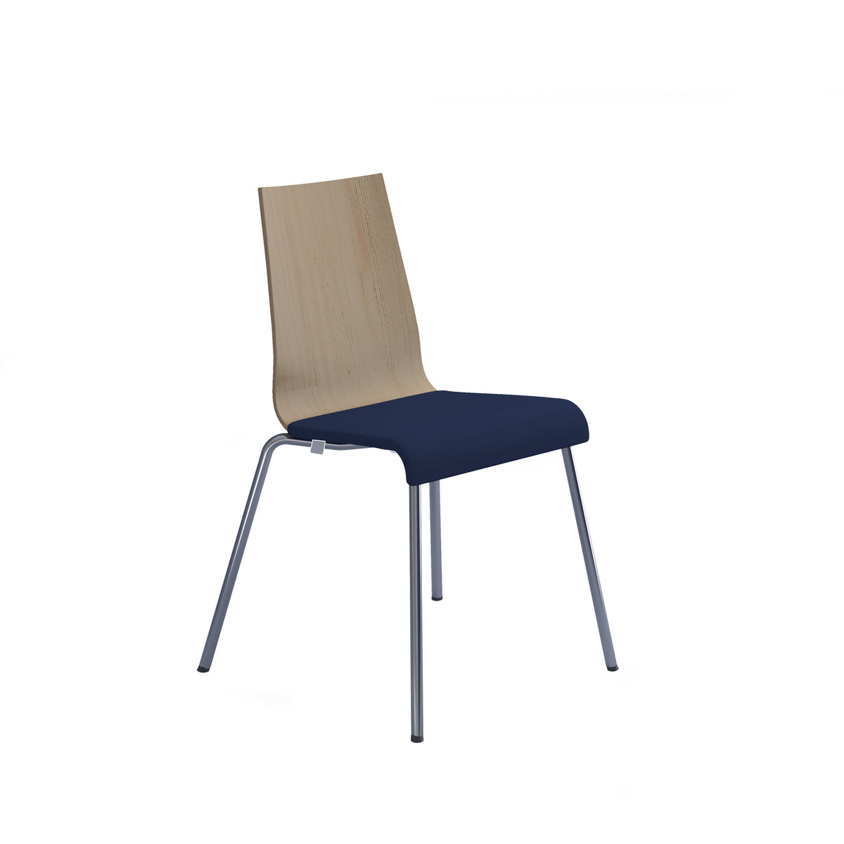Fundamental dining chair with Beech back, fabric seat and chrome frame - made to order fabric - view 1