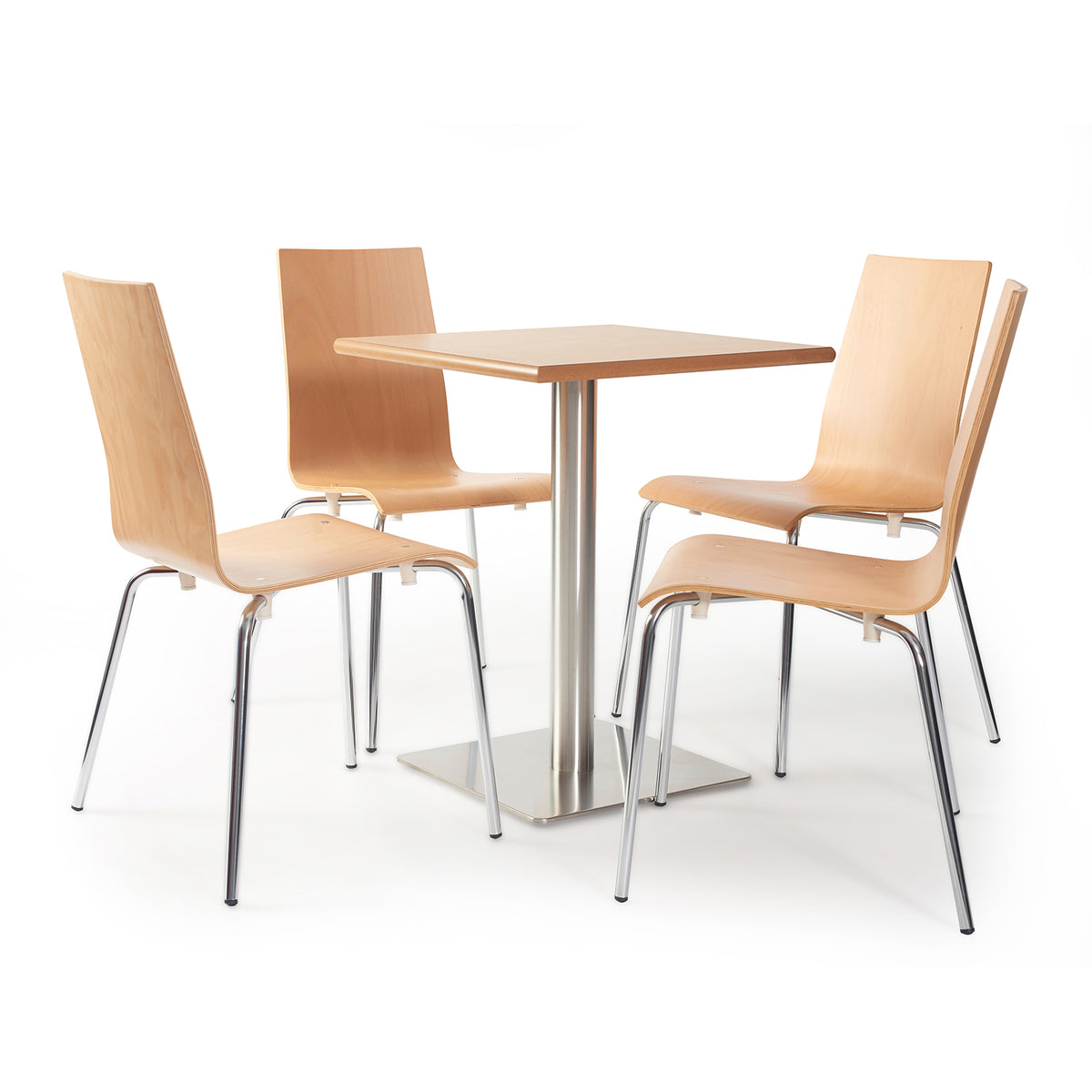 Fundamental dining chair in Beech with chrome frame - view 4