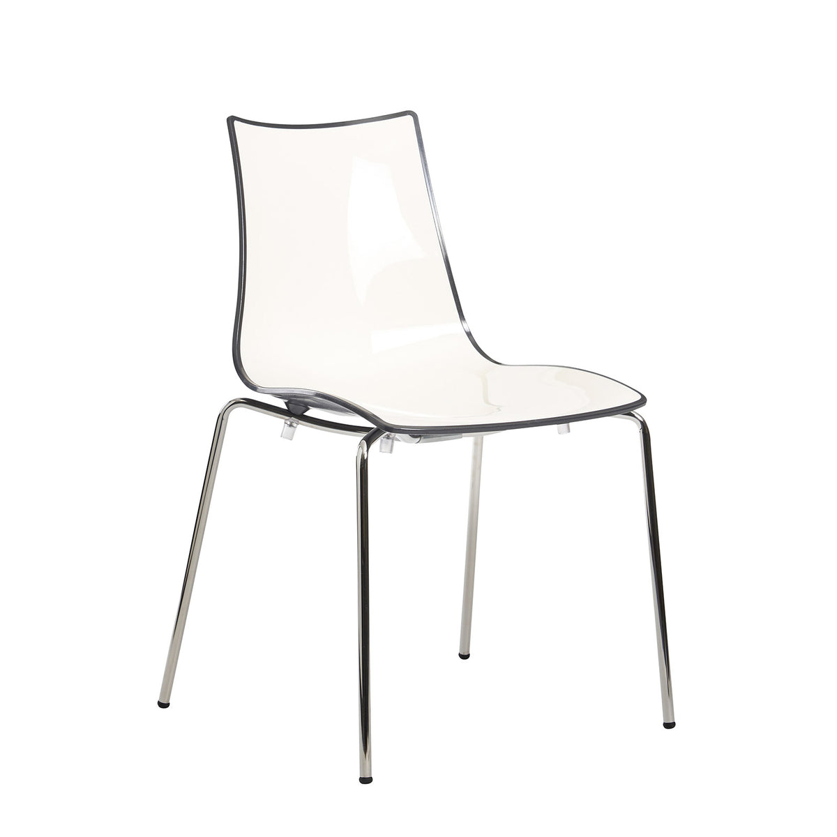 Gecko shell dining stacking chair with chrome legs - anthracite - view 1
