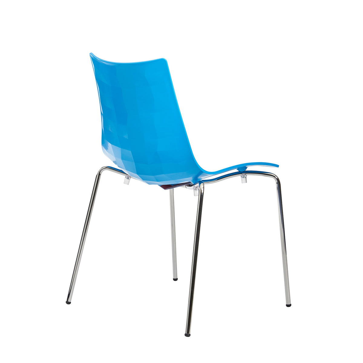 Gecko shell dining stacking chair with chrome legs - blue - view 3