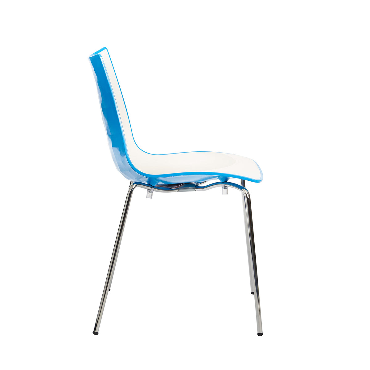 Gecko shell dining stacking chair with chrome legs - blue - view 2