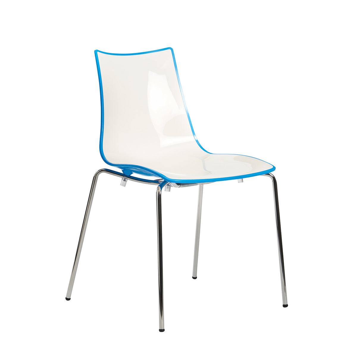 Gecko shell dining stacking chair with chrome legs - blue - view 1