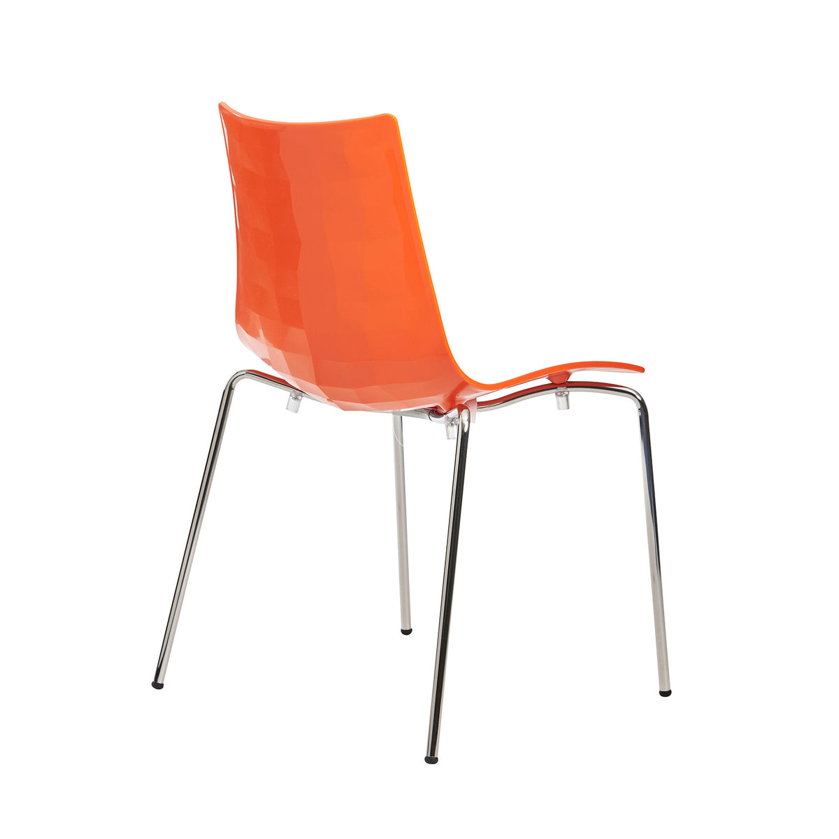 Gecko shell dining stacking chair with chrome legs - orange - view 3