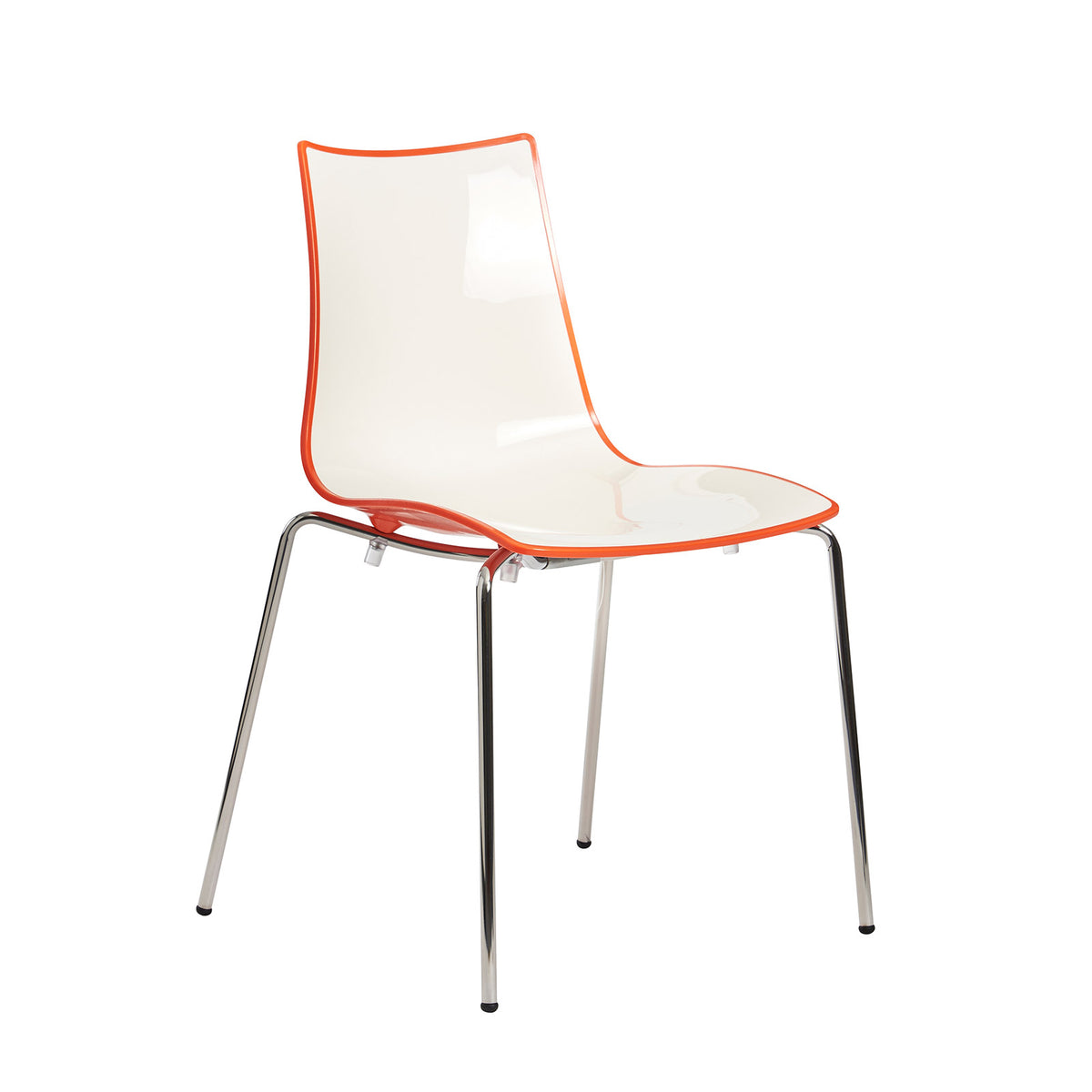 Gecko shell dining stacking chair with chrome legs - orange - view 1
