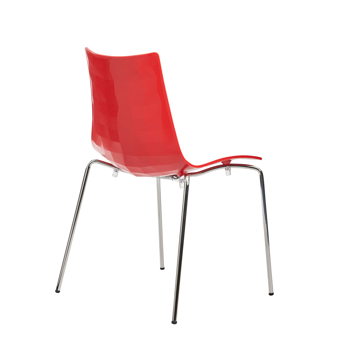 Gecko shell dining stacking chair with chrome legs - red - view 3