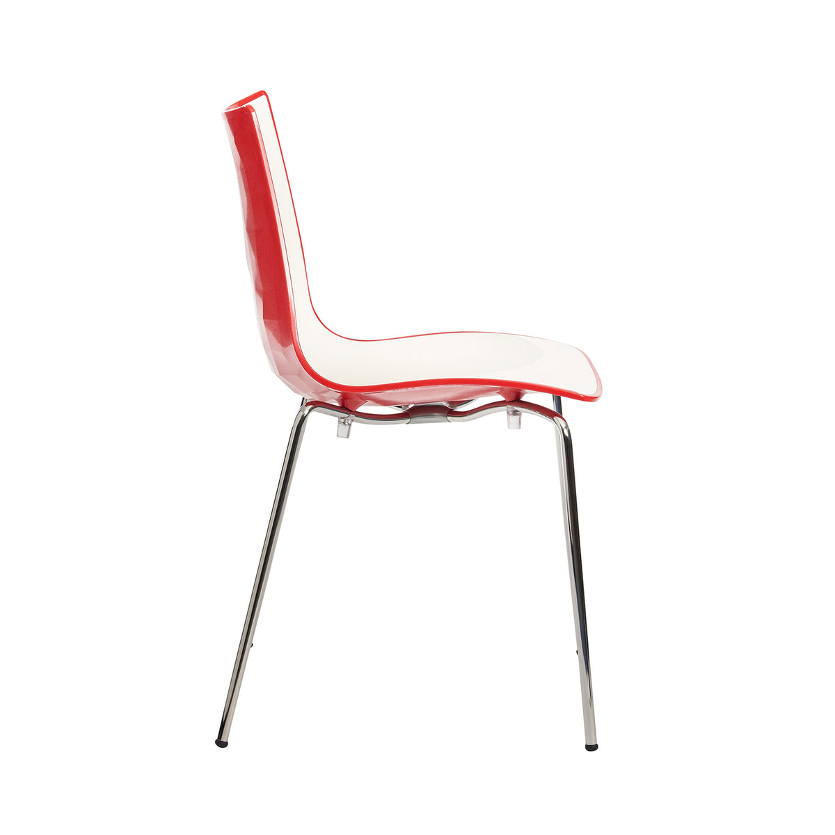 Gecko shell dining stacking chair with chrome legs - red - view 2
