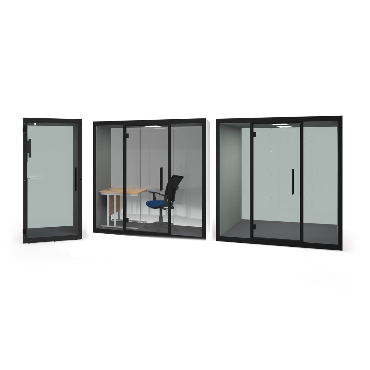 Chatbox single person acoustic hub 1m x 1m with shelf - frozen blue - view 3