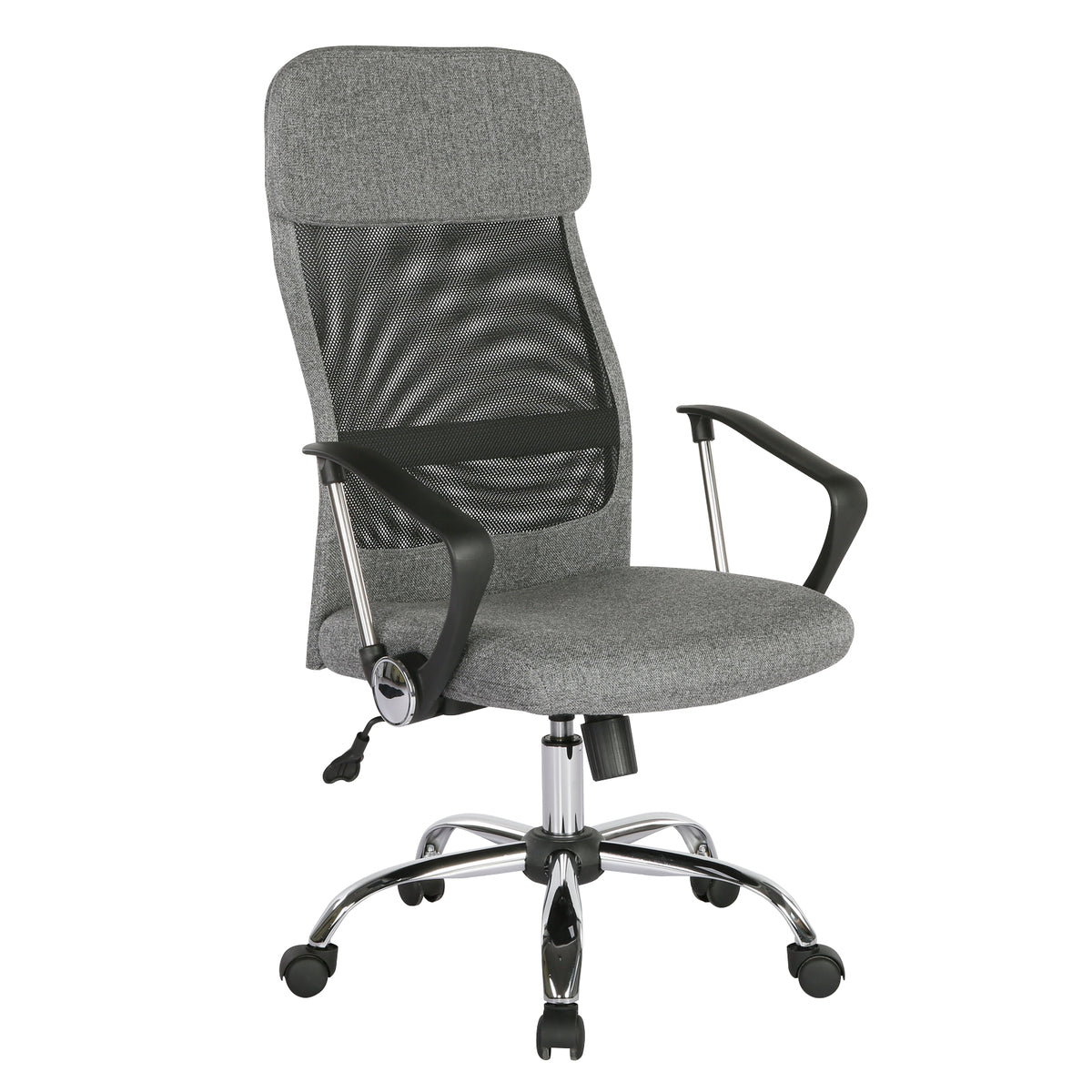 Chord high back operators chair with mesh back and headrest - grey - view 1