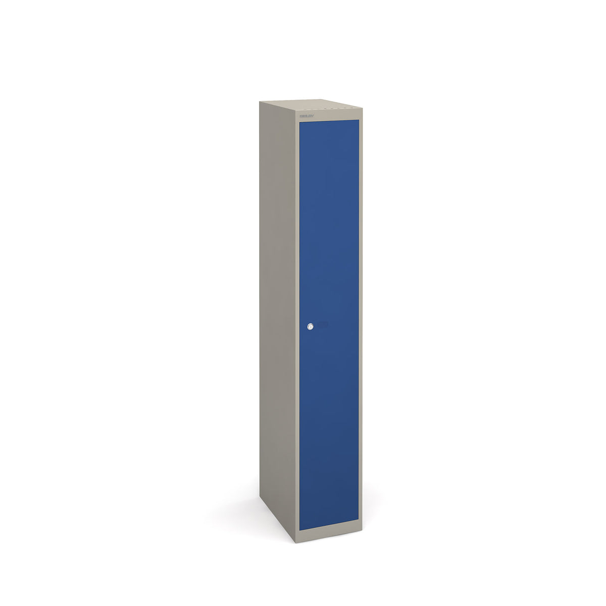 Bisley lockers with 1 door 457mm deep - grey with blue doors - view 1