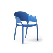 Contra one piece polypropylene chair with integrated arms in blue - view 1