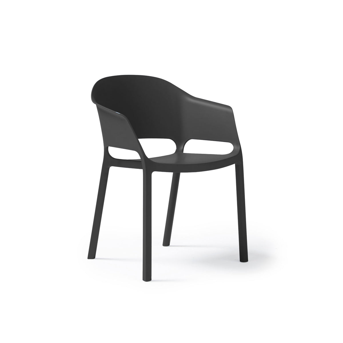 Contra one piece polypropylene chair with integrated arms in black - view 1