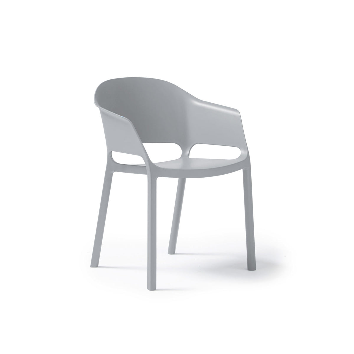 Contra one piece polypropylene chair with integrated arms in pearl grey - view 1
