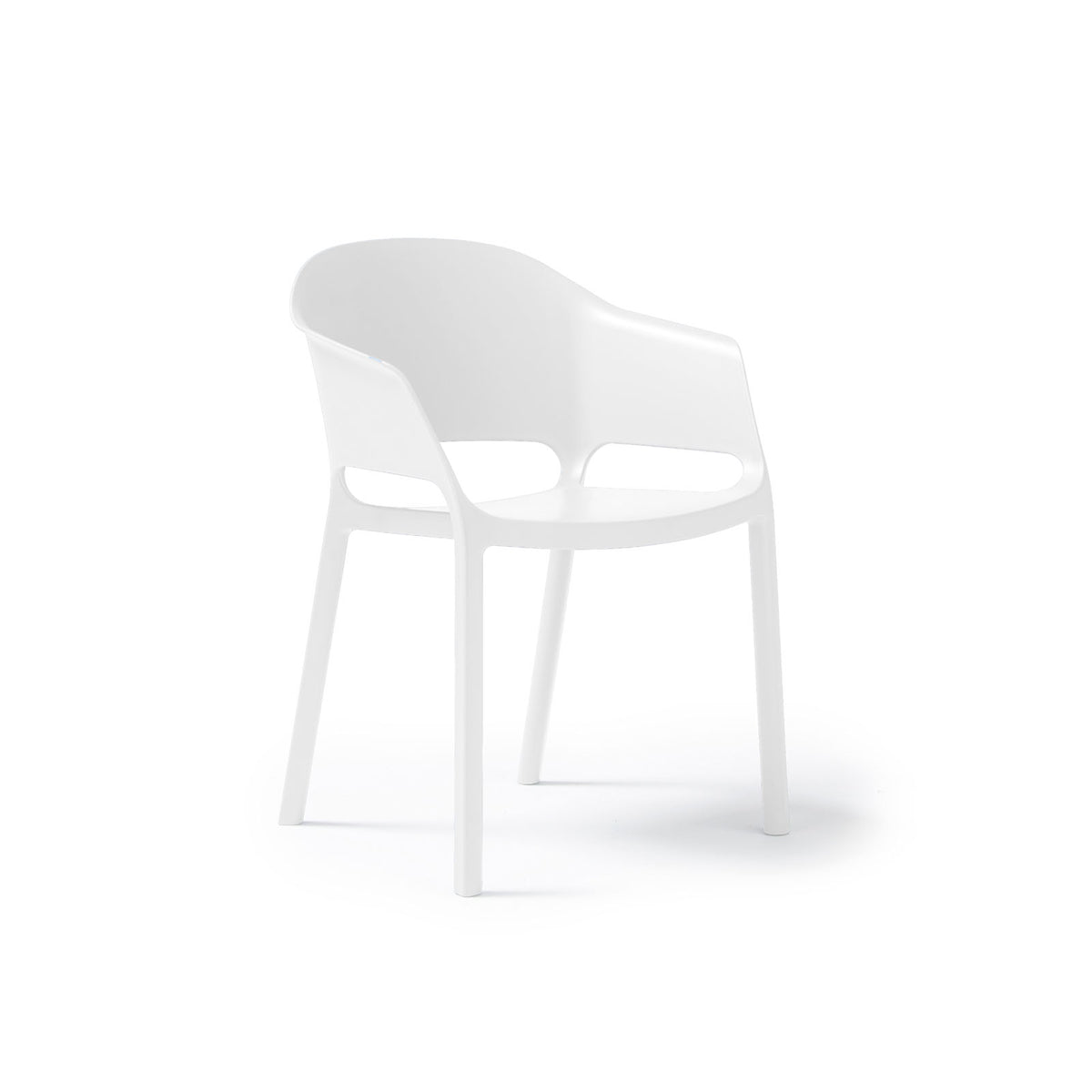 Contra one piece polypropylene chair with integrated arms in white - view 1