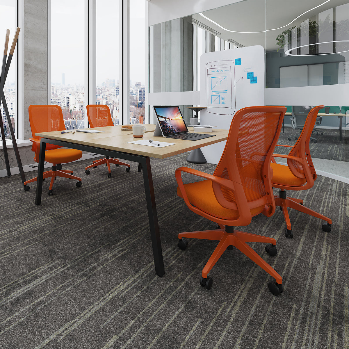Connex Angled 1200 x 800 x 725mm Single Add On Bay - Black Frame / Beech Top - view 2