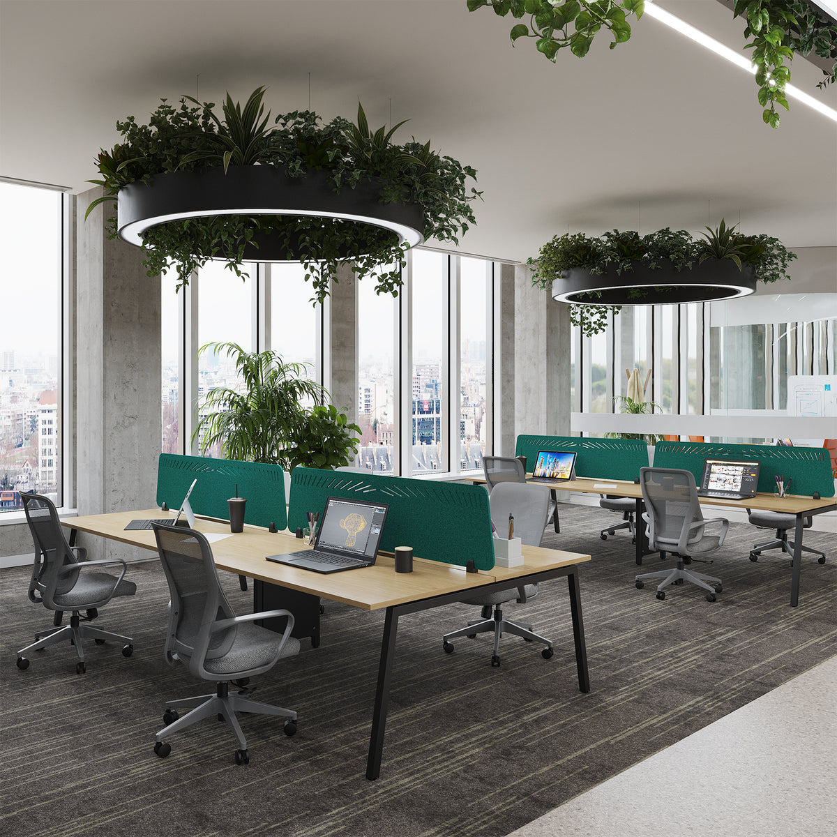 Connex Angled 1200 x 800 x 725mm Single Desk - Black Frame / Beech Top - view 3