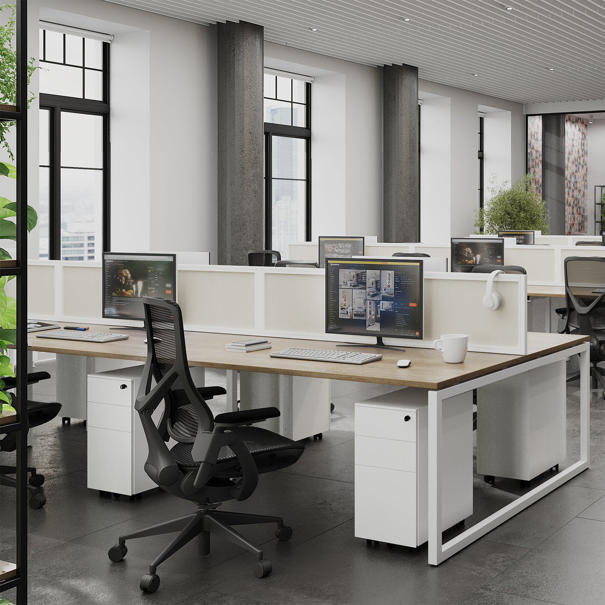 Connex Plus O Frame 1200 x 800 x 725mm Single Desk - Black Frame / Beech Top - view 2