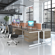 Contract 25 right hand ergonomic desk with 2 drawer pedestal and graphite cantilever leg 1600mm - Beech top - view 4