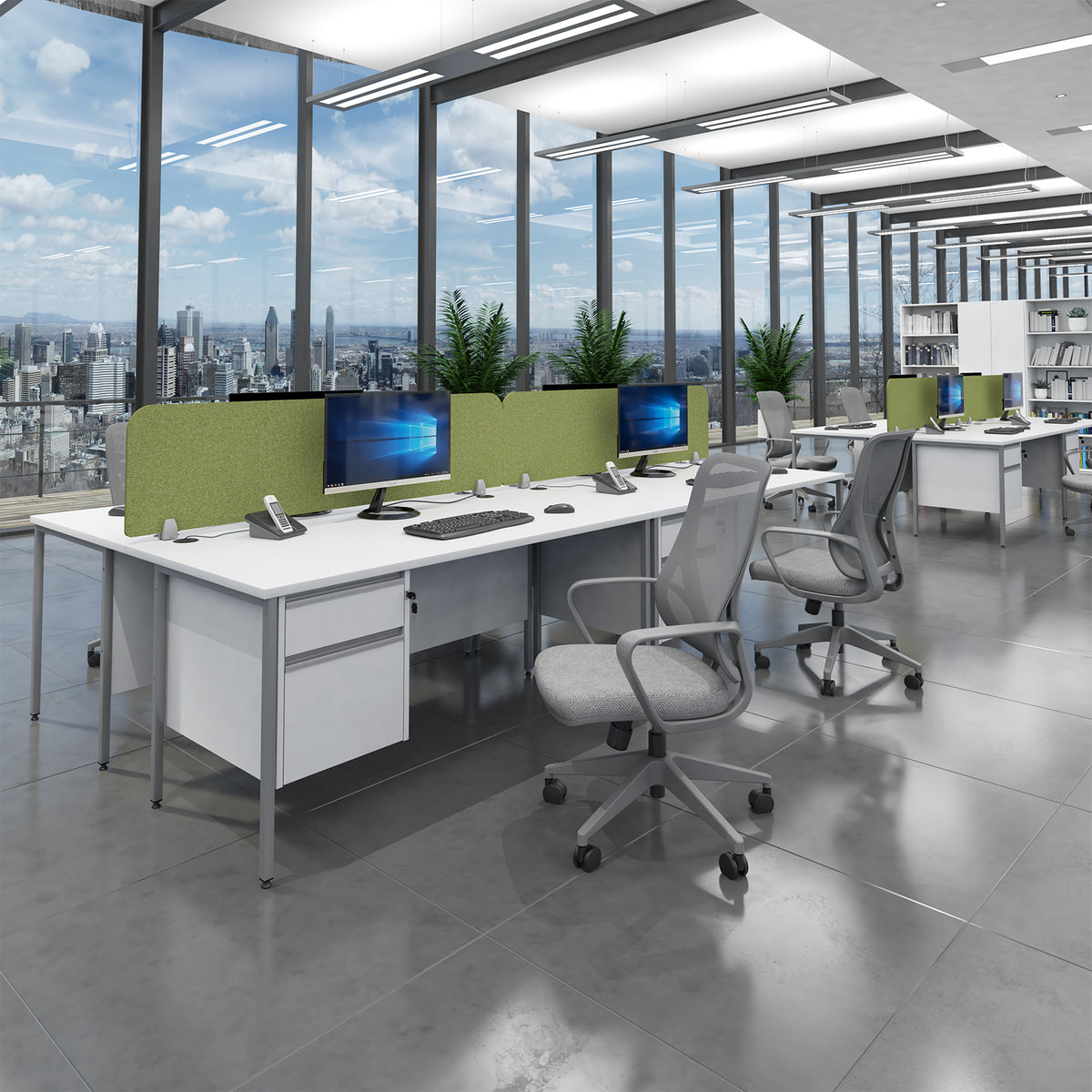Contract 25 straight desk with 2 and 2 drawer pedestals and graphite H-Frame leg 1600mm x 800mm - Beech top - view 4