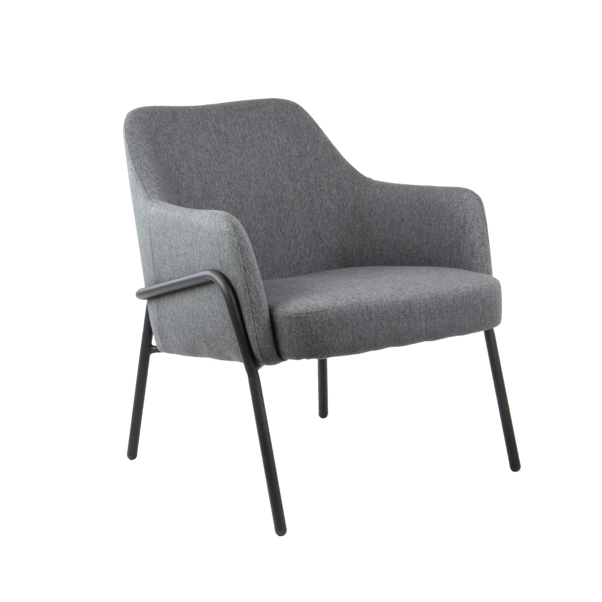 Corby lounge chair with black metal frame - dark grey - view 1