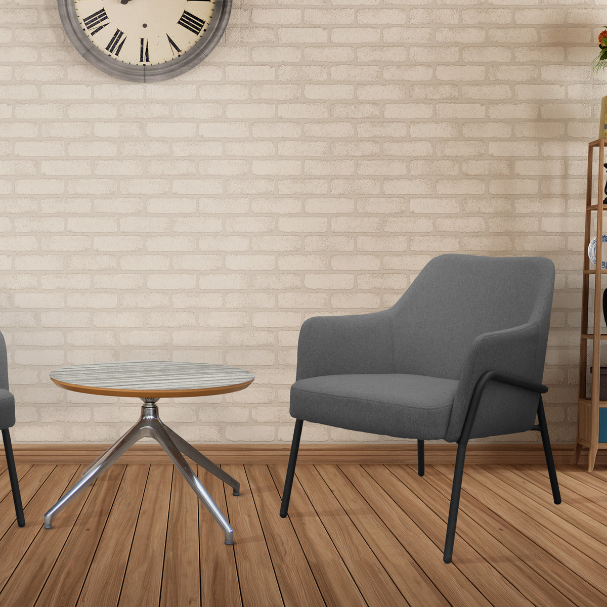 Corby lounge chair with black metal frame - dark grey - view 2
