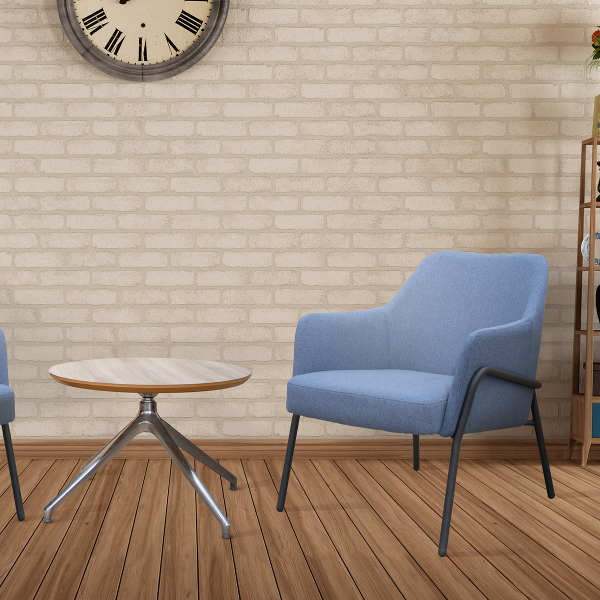 Corby lounge chair with black metal frame - light blue - view 2