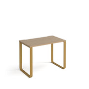 Cairo straight desk 1000mm x 600mm with sleigh frame legs - brass frame, Oak Top - view 1