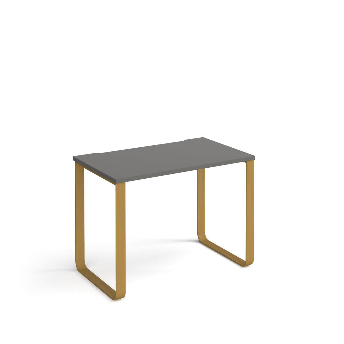 Cairo straight desk 1000mm x 600mm with sleigh frame legs - brass frame, grey top - view 1