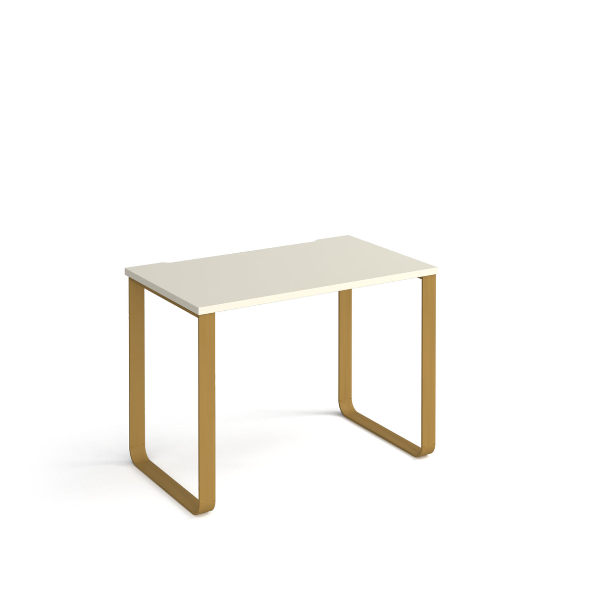 Cairo straight desk 1000mm x 600mm with sleigh frame legs - brass frame, White Top - view 1