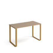 Cairo straight desk 1200mm x 600mm with sleigh frame legs - brass frame, Oak Top - view 1