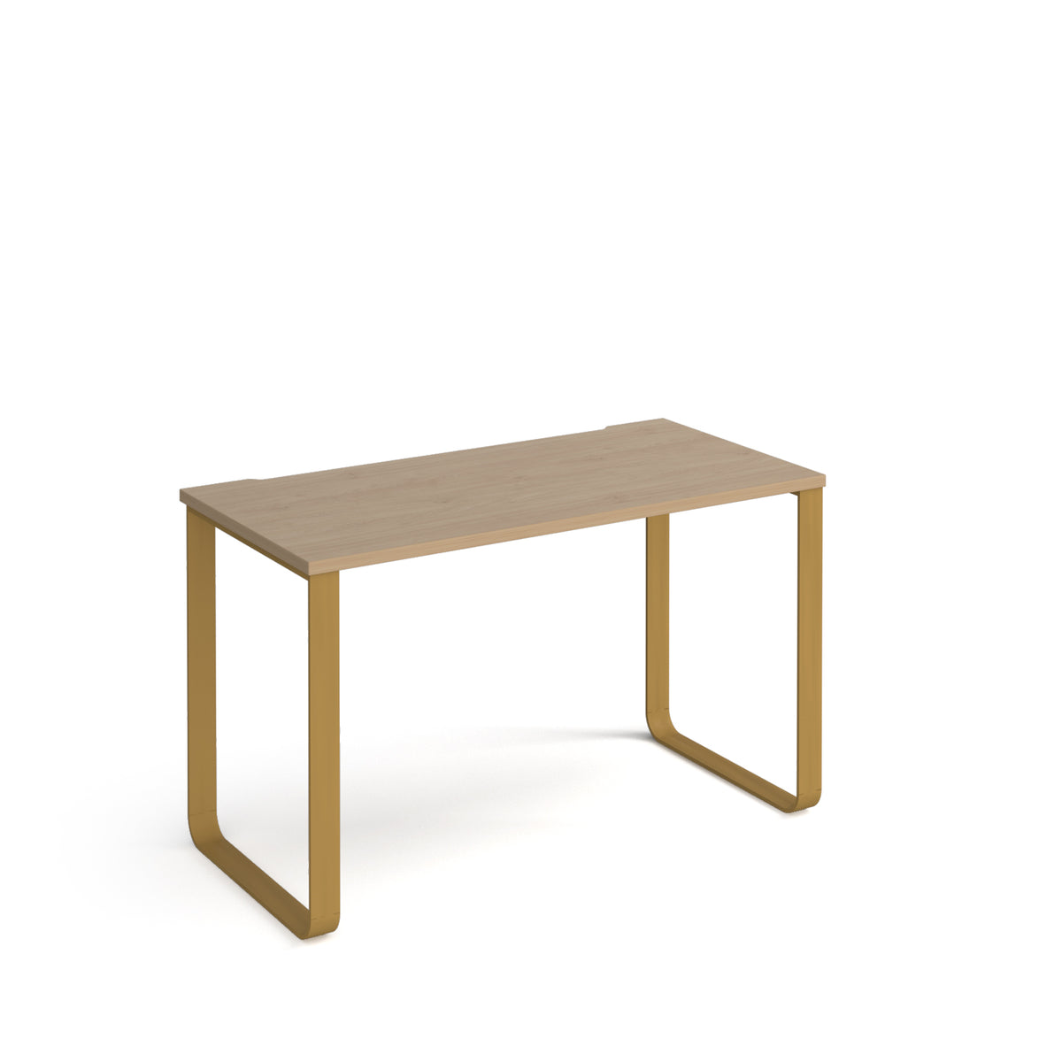 Cairo straight desk 1200mm x 600mm with sleigh frame legs - brass frame, Oak Top - view 1